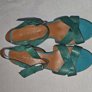 Franco Sarto Teal Cork Wedge Heel  Sandals